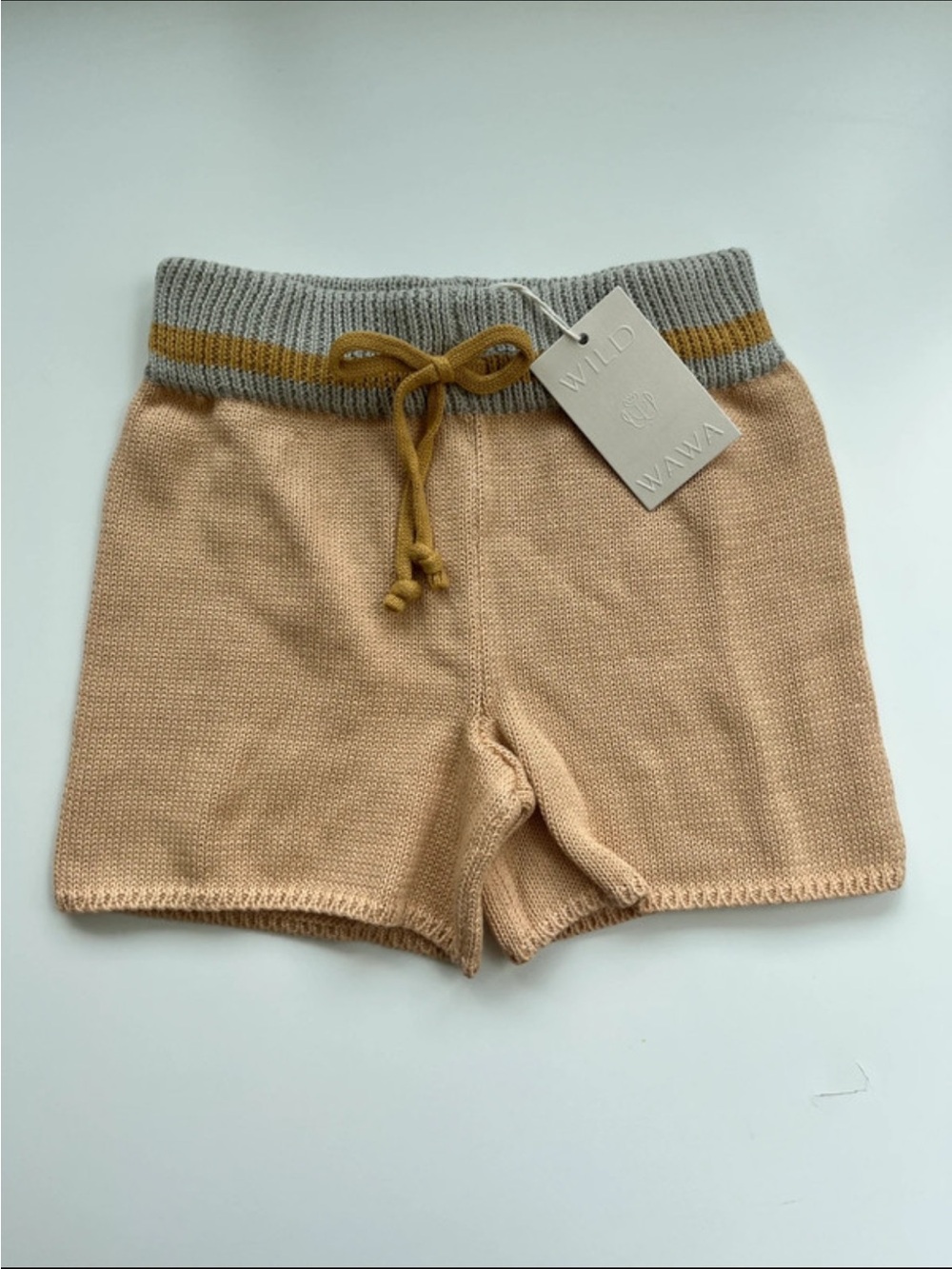 Wild Wawa Knit Shorts with Gray & Mustard Waistband
